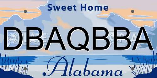 DBAQBBA Alabama License Plate