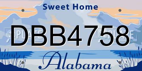DBB4758 Alabama License Plate