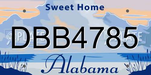 DBB4785 Alabama License Plate
