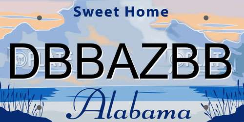DBBAZBB Alabama License Plate
