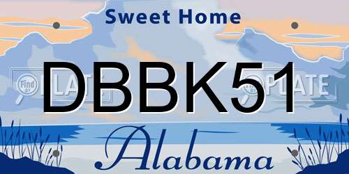 DBBK51 Alabama License Plate