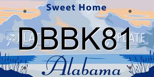 DBBK81 Alabama License Plate