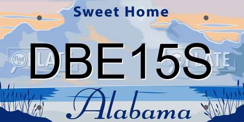 DBE15S Alabama License Plate