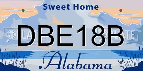 DBE18B Alabama License Plate