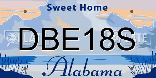 DBE18S Alabama License Plate