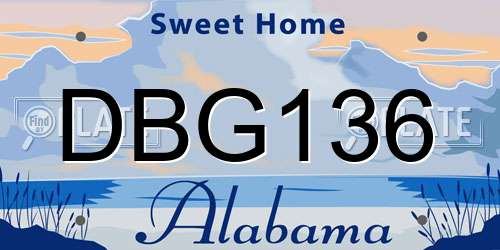 DBG136 Alabama License Plate