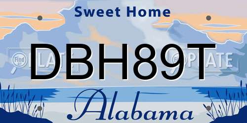 DBH89T Alabama License Plate