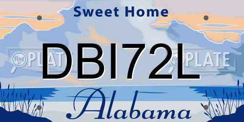 DBI72L Alabama License Plate