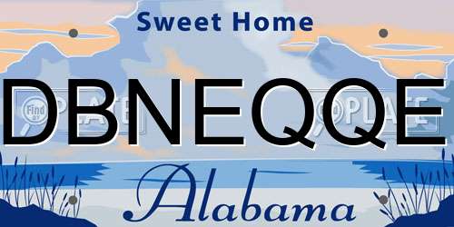 DBNEQQE Alabama License Plate
