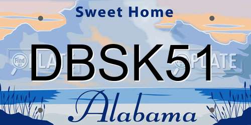 DBSK51 Alabama License Plate