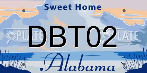 DBT02 Alabama License Plate