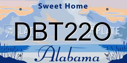 DBT22O Alabama License Plate