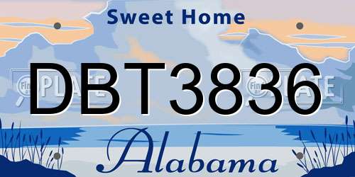 DBT3836 Alabama License Plate