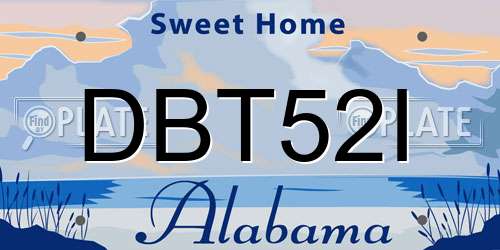 DBT52I Alabama License Plate