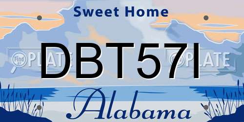 DBT57I Alabama License Plate