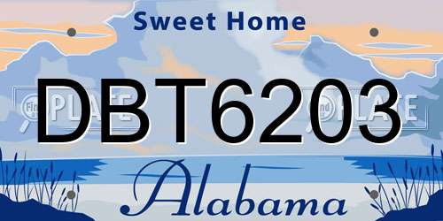 DBT6203 Alabama License Plate