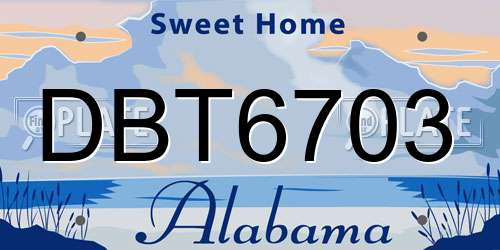 DBT6703 Alabama License Plate