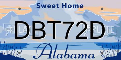DBT72D Alabama License Plate