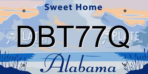 DBT77Q Alabama License Plate