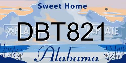 DBT821 Alabama License Plate