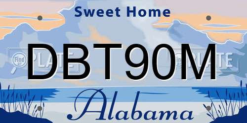 DBT90M Alabama License Plate