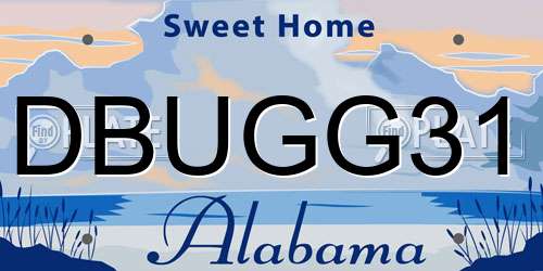 DBUGG31 Alabama License Plate