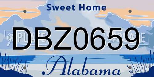 DBZ0659 Alabama License Plate