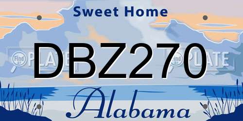DBZ270 Alabama License Plate