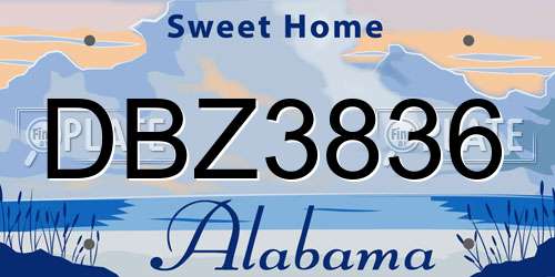 DBZ3836 Alabama License Plate