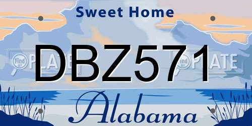 DBZ571 Alabama License Plate
