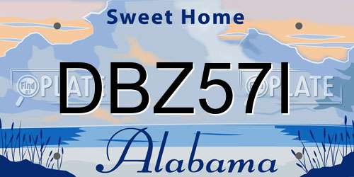 DBZ57I Alabama License Plate