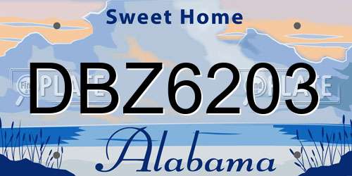 DBZ6203 Alabama License Plate