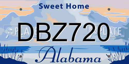 DBZ720 Alabama License Plate