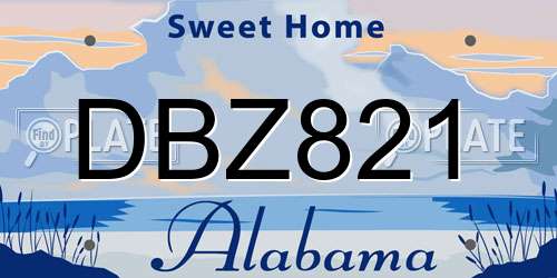 DBZ821 Alabama License Plate