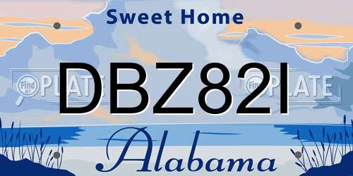 DBZ82I Alabama License Plate