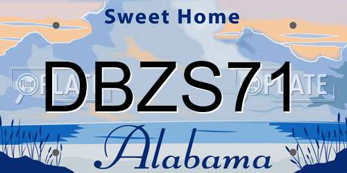 DBZS71 Alabama License Plate