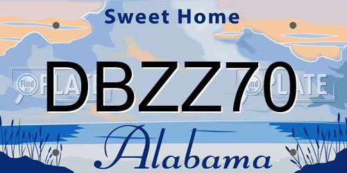 DBZZ70 Alabama License Plate