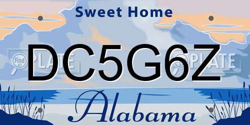 DC5G6Z Alabama License Plate