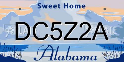 DC5Z2A Alabama License Plate