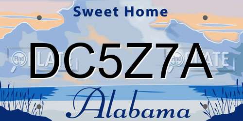 DC5Z7A Alabama License Plate