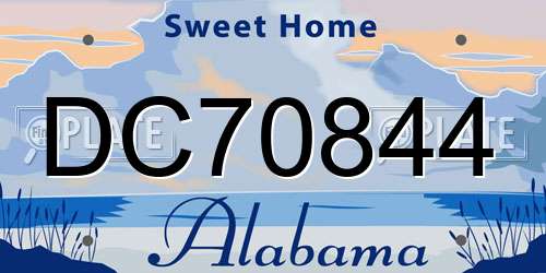 DC70844 Alabama License Plate