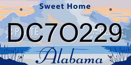 DC7O229 Alabama License Plate