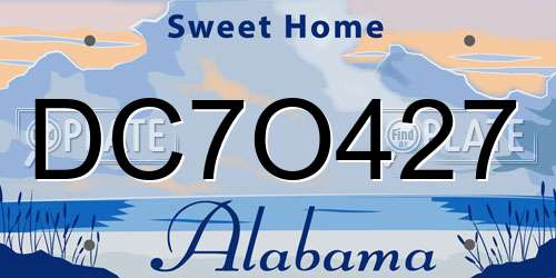 DC7O427 Alabama License Plate