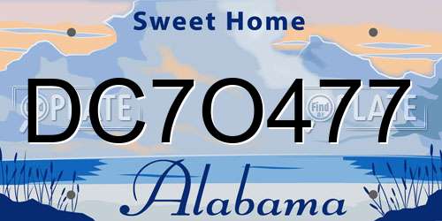 DC7O477 Alabama License Plate