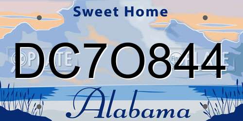 DC7O844 Alabama License Plate
