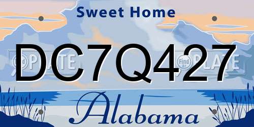 DC7Q427 Alabama License Plate