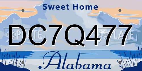DC7Q477 Alabama License Plate