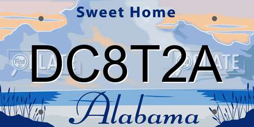 DC8T2A Alabama License Plate