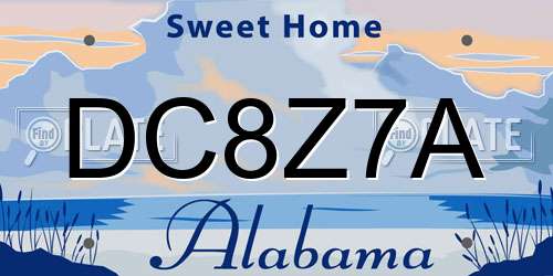 DC8Z7A Alabama License Plate