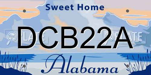 DCB22A Alabama License Plate